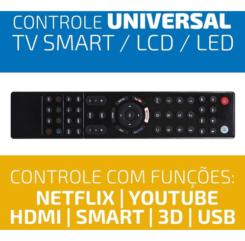 Controle Universal Smart Tv Lcd Led Compatível Samsung LG