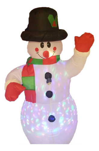 Muñeco Mono De Nieve Inflable Luces Led Decoracion Navidad Color Blanco