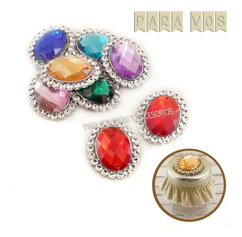 Bases Camafeos + Gemas Ideal Decoracion Candy Bar Adorno X10