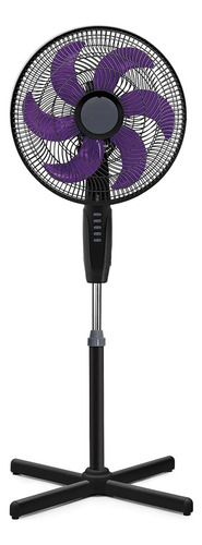 Ventilador De Pedestal 3 Velocidades Y 6 Aspas Aerodinámicas Estructura Gris Aspas Lila Diámetro 40 Cm