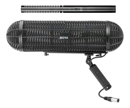 Imagen 1 de 7 de Microfono Shotgun Bm6060 Filtro Deadcat Zeppelin Ws1000 Boya