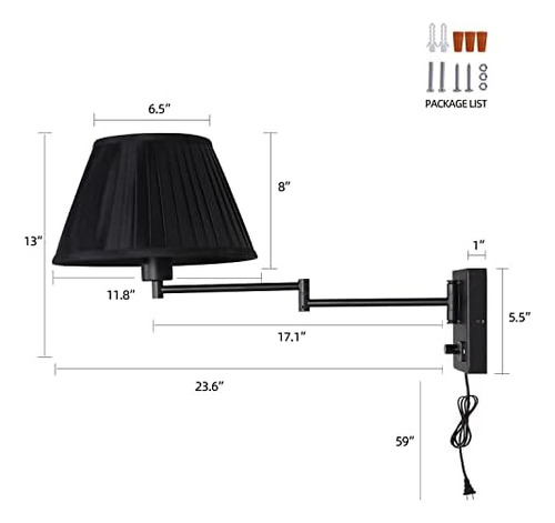 Aplique De Pared Enchufable Lámpara De Pared Con Brazo Oscil