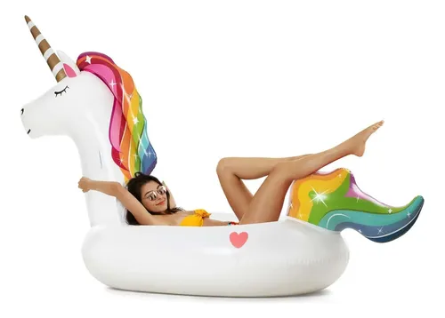 Flotador inflable de unicornio para piscina, flotador de playa divertido, Paseo Flotador inflable de unicornio para piscina, flotador de playa divertido, Paseo