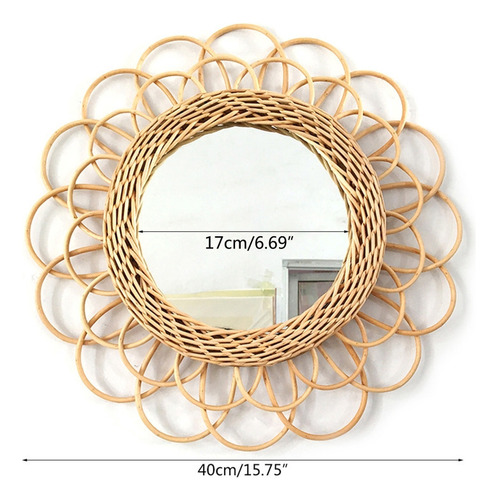 Espejo Redondo De Mimbre Para Decoración De Pared, Estilo
