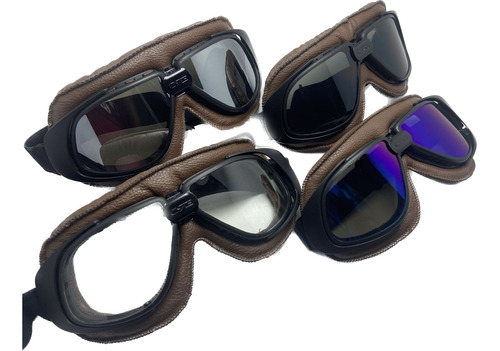 Gafas Para Moto Clasicas Lente Azul Tornasol