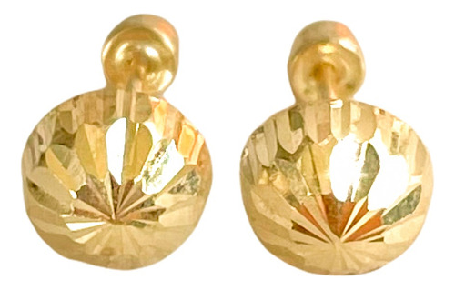 Broqueles Hongo Relieve Niña Bebé 4mm 100% Oro 14k Aretes 