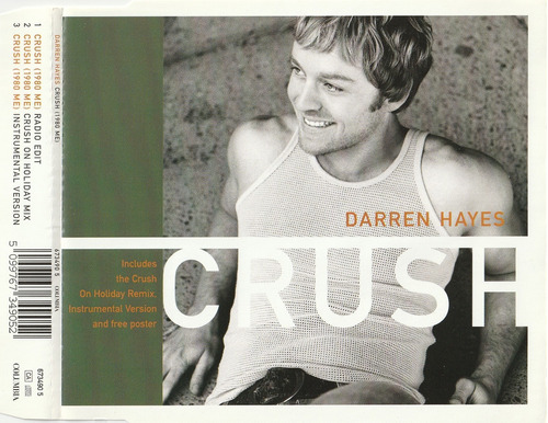 Darren Hayes Crush (1980 Me) + Poster Cd Single 2002 Uk