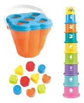 Comprar Balde Didáctico De Encaje Y Cubos Apilables 20 Figuras -459
