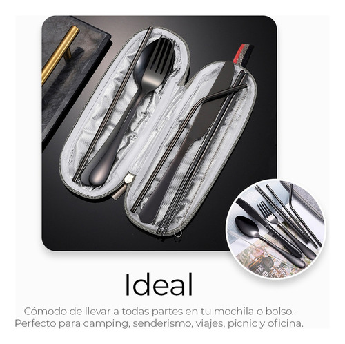 Juego De Cubiertos Portátil 8 Piezas De Acero Inoxidable