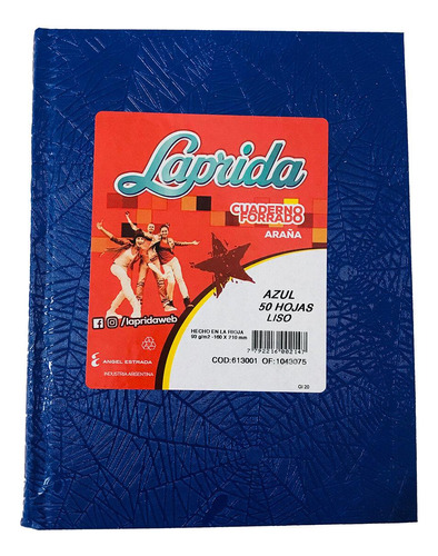 Cuaderno Clásico 16x21 Laprida T. Dura Araña Liso (50 Hojas)