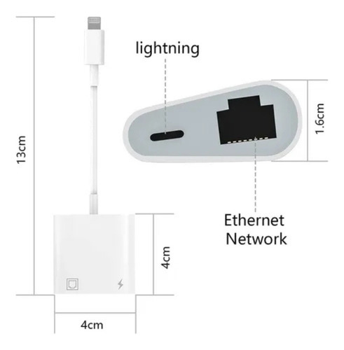 Adaptador Ethernet Lightning Rj45 Compativel iPhone Rede