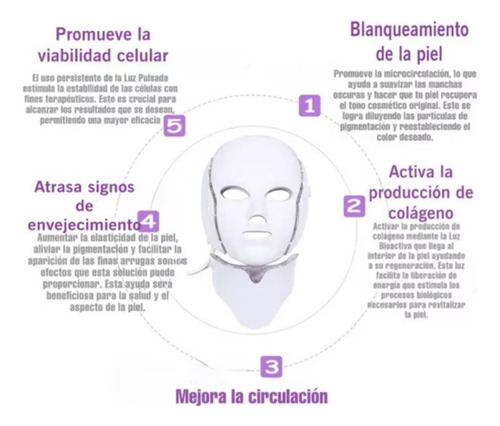 . Máscara Facial Led Therapy Elimina Acne/rugas Cuidados