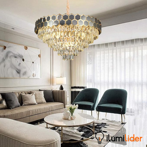 Lustre Pendente Nitrolux LTR018 Legitimo Cristal Luxuoso Clássico 80cm E14x1