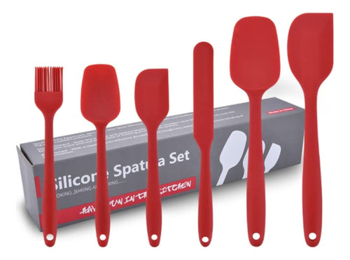 Pubamall 6 Piezas Juego De Espátulas De Silicona Rojo