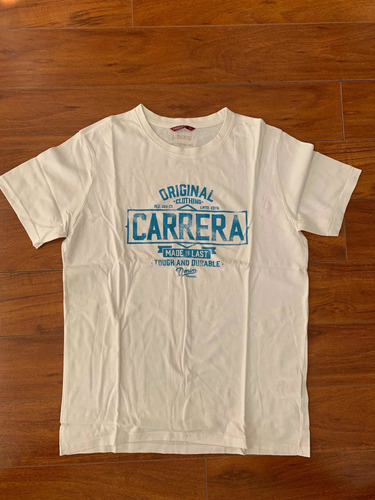 Polera Manga Corta Niño Blanca Marca Carrera Talla L 15-16