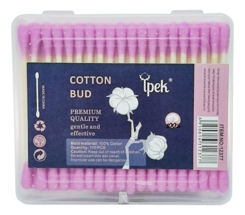 Cotonitos De Algodón Con Varitas De Madera 100pcs Rosados