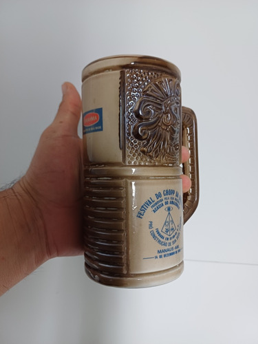 7k Antiguo Vaso Chopp  Cerveza Brahma 1985 Porcelana