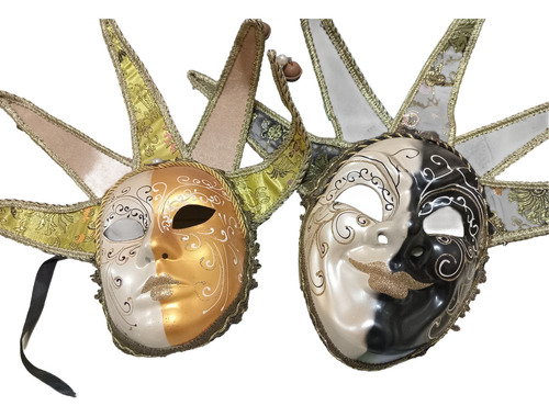 Antiguas Mascaras Venecianas Se Pueden Poner Hermosas Amarillo (Usado)