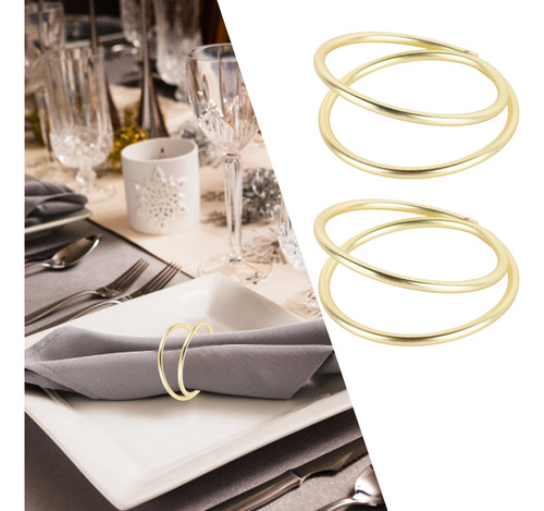 Anillos Para Servilletas, 12 Unidades, En Espiral, De Oro Ma