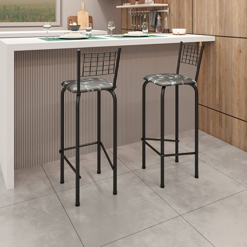 Kit Com 2 Banquetas Tubular Iza 96x36x41 Cm