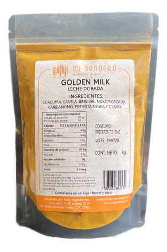 Golden Milk Leche Dorada Vegana Cúrcuma 500 Gramos