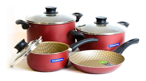Bateria Cocina Tramontina Paris Granito Teflon Cacerola 7pz
