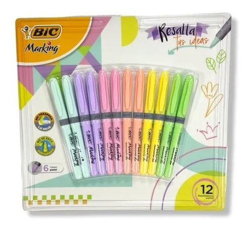 Resaltadores Bic Marking Pastel 12 Piezas