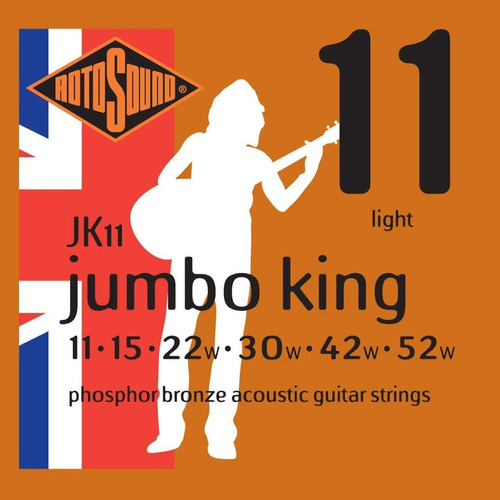 Rotosound Jk 11 Jumbo Kings Encordado .011 Para Acústica