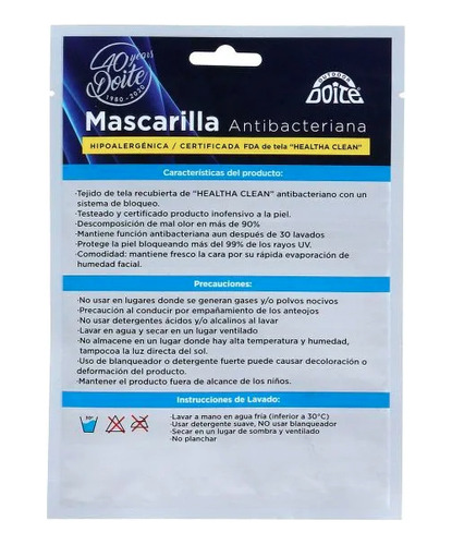 Protector Mascarilla Unisex Doite Talla: Xscolor: Azul