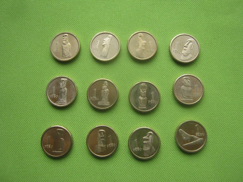 Isla De Pascua Rapa Nui Lote De 12 Monedas 1 Peso Fantasía 