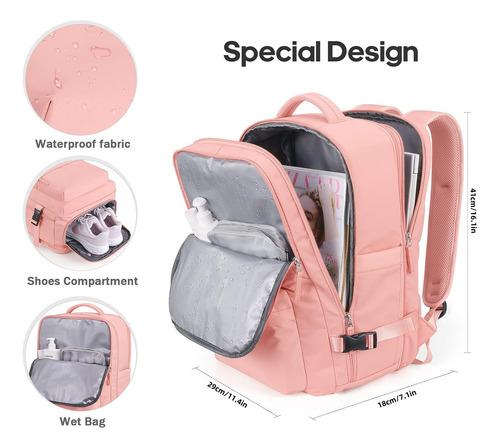 Mochila Multifuncional Bolsa De Viaje De Gran Capacidad Color Rosa