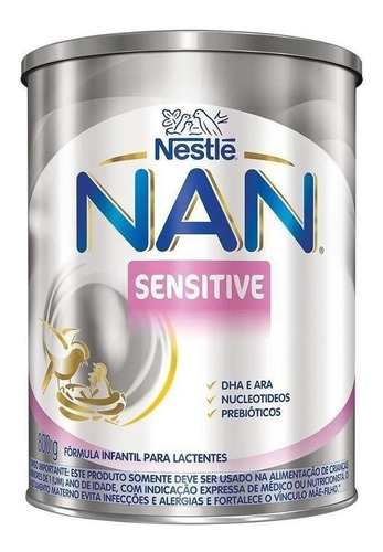 Fórmula infantil em pó sem glúten Nestlé Nan Sensitive en lata de 1 de 800g - 0  a 6 meses