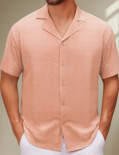 Blusa De Lapela De Manga Curta De Verão/lapela Casual Mascul