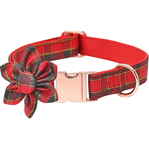 Collar De Perro Navideño Ajustable Linda Flor Desmonta...