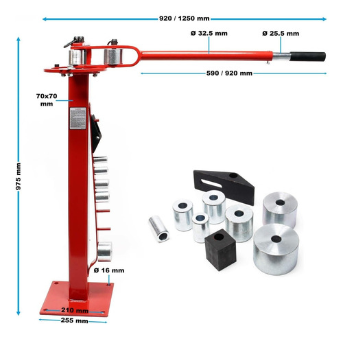 Suelo Pedestal Y Dobladora Curvadora De Fierro 7 Troqueles Rojo