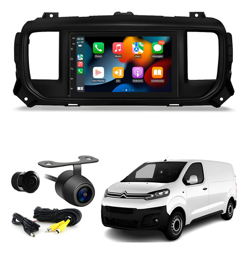 Central Multimidia Android 13 Carplay Citroen Jumpy + Câmera
