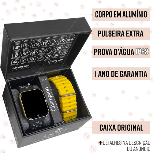 Relógio Smartwatch Champion Digital Preto 1 Ano Garantia