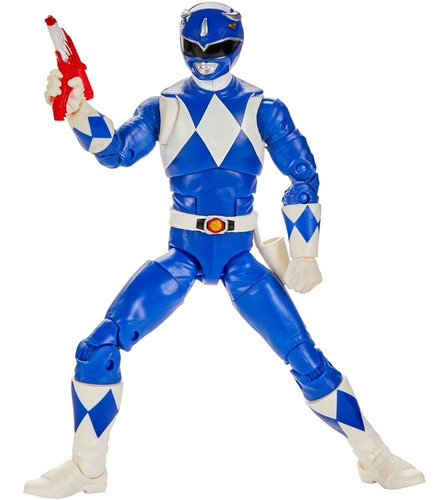 Boneco azul dos Power Rangers da coleção Hasbro Lightning