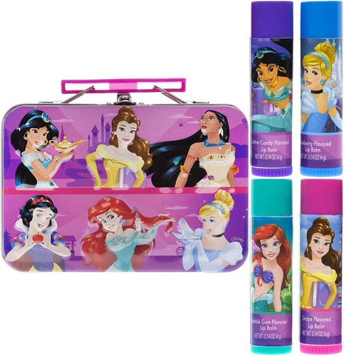 Set Brillos Labiales Para Niñas Con Aroma Princesas 4 Piezas