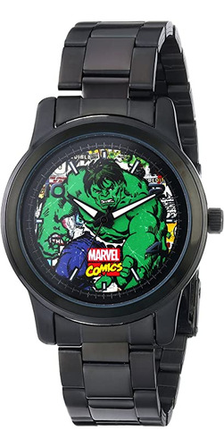 Marvel W001776 Hulk Reloj De Cuarzo Analógico Negro Para