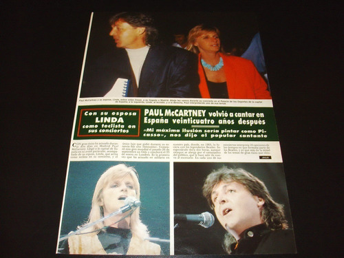 (s078) Linda & Paul Mccartney * Clipping Revista 1 Pg * 1989