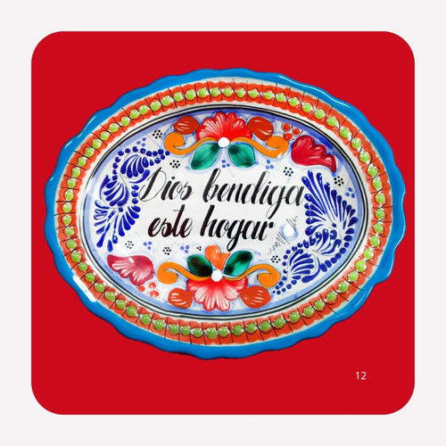 Imagen 4 de 6 de Platón Placa Talavera Poblana C/frase Decorativas Gde 14 Plc