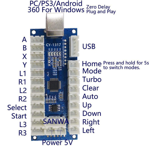 Codificador Usb Arcade Led, Controlador Arcade Con Retardo