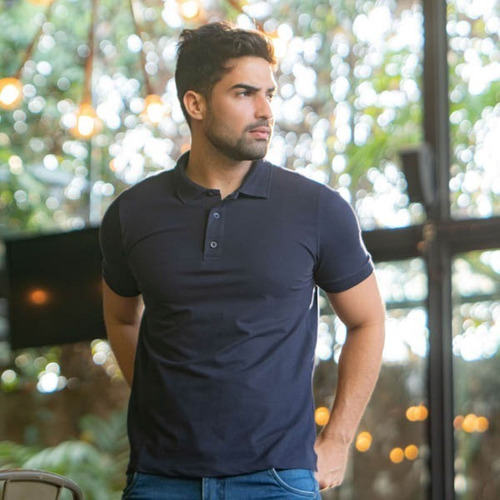 Imagem 2 de 7 de Polo Cotton Algodão Pima Marinho
