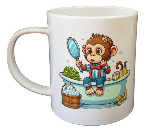 Taza Plastico Mono En El Baño Espejo Infantil Shower