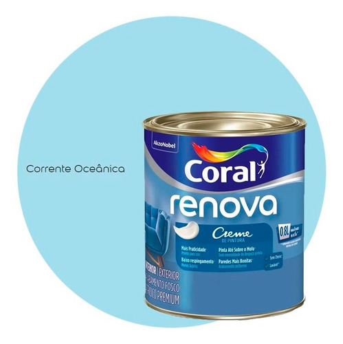 Tinta Coral Renova Fosca Paredes 800ml Corrente Oceânica