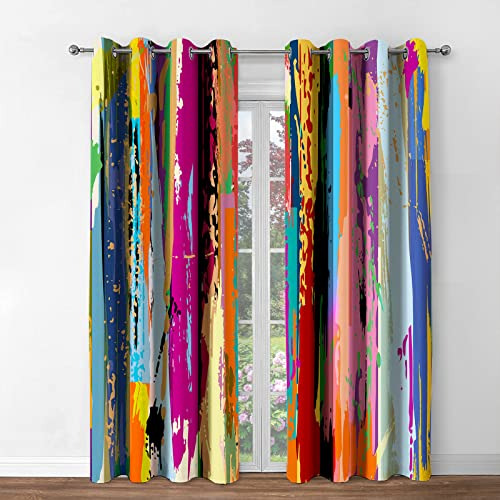 Cortinas Opacas Abstractas, Juego De 2 Paneles 107 X 213 Cm