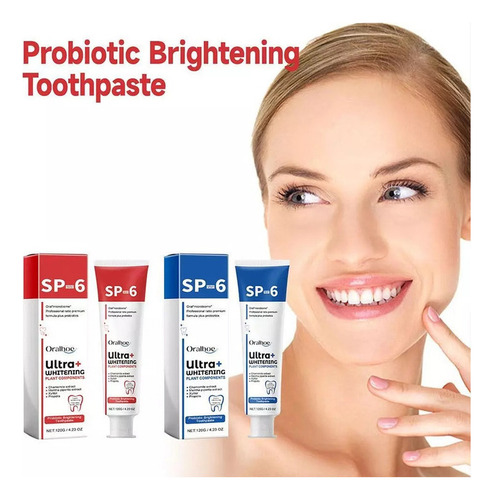 120g*2 Sp-6 Probióticos Clareador Creme Dental Branco