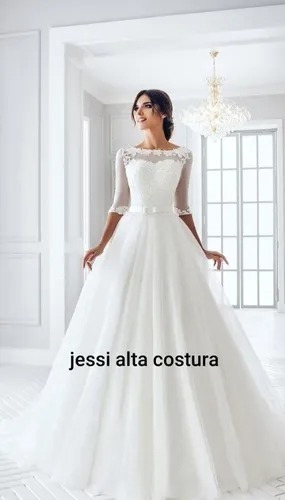 Vestido De Novia Mangas 3/4 Jessi Alta Costura