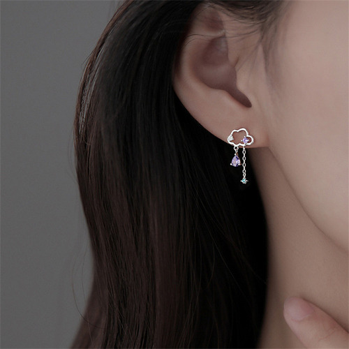 Pendientes Asimétricos Arete Con Forma De Nube Hueca Para Mu